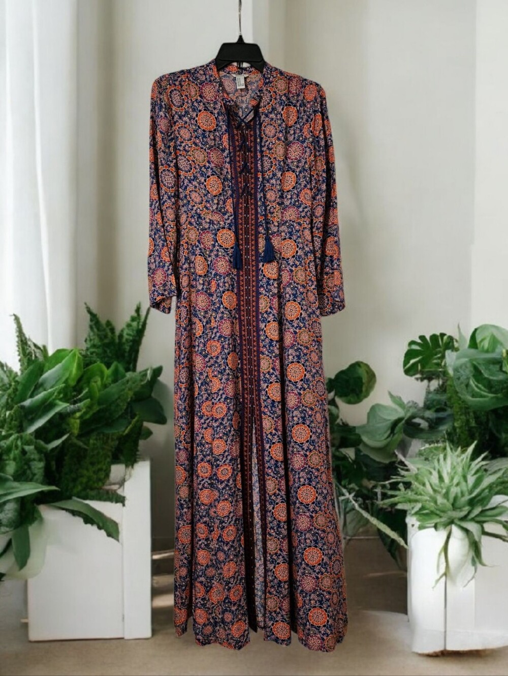Beautiful Vibrant Multicolor Lace-Up Dress-NWOT-Size Medium